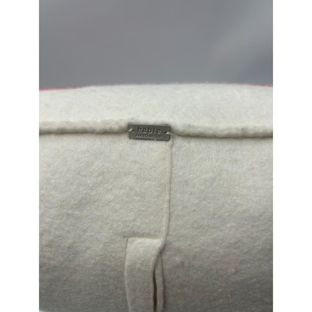 Hable Construction Wool Felt Applique Goose Filled Pillow 18x18 Cream Pink - Picture 7 of 7